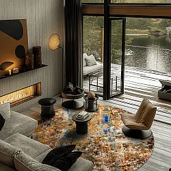 Rund Teppich - Trepito (braun/blau/multi)