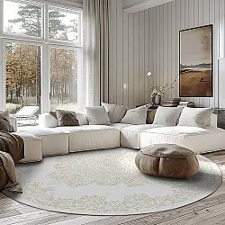 Rund Teppich - Valenza (weiß/beige)