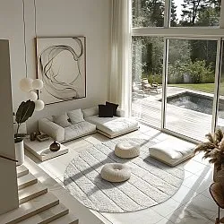 Runde Teppiche - Willow Natural Cotton Shaggy (offwhite)