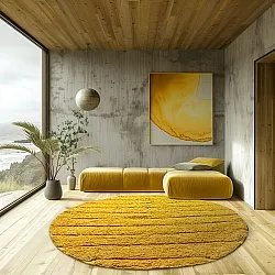 Runde Teppiche - Willow Natural Cotton Shaggy (Gelb)