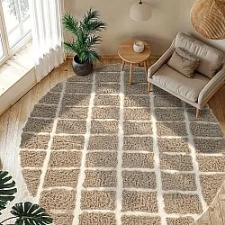 Rund Teppich - Zola Natural Cotton Shaggy (beige)