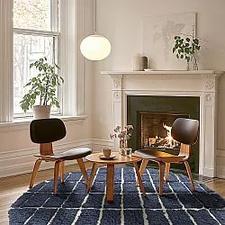 Rund Teppich - Zola Natural Cotton Shaggy (blau)