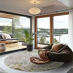 Rund Teppich - Maude (grau/gold)