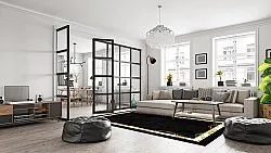 Wilton-Teppich - Vilia (schwarz/weiß/gold)