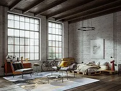 Wilton-Teppich - Ekual (blau/grau/gold)