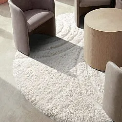 Tapis rond - Lindos Natural Cotton Shaggy (blanc)