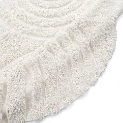 Tapis rond - Lindos Natural Cotton Shaggy (blanc)