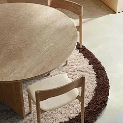 Tapis rond - Sagres Natural Cotton Shaggy (blanc cassé/marron)