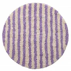 Tapis rond - Thira Stripe Cotton Shaggy (crème/violet clair)