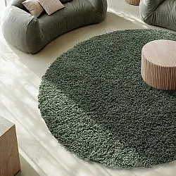 Rund Teppich - Combarro Solid Cotton Shaggy (grün)