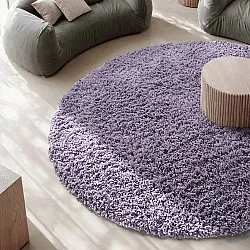 Rund Teppich - Combarro Solid Cotton Shaggy (hellviolett)