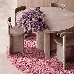 Rund Teppich - Combarro Solid Cotton Shaggy (hellrosa)