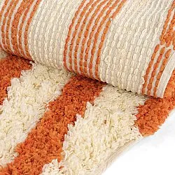 Tapis rond - Thira Stripe Cotton Shaggy (jaune clair/orange clair)