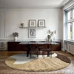 Tapis ronds - Chiniot (marron/beige/blanc)