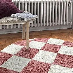 Runde Teppiche - Gordes (rosa/weiß)