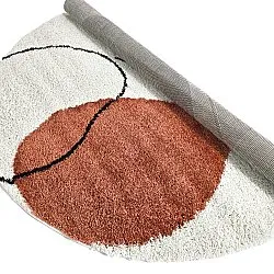 Runde Teppiche - Sanghar (weiß/orange/grün)