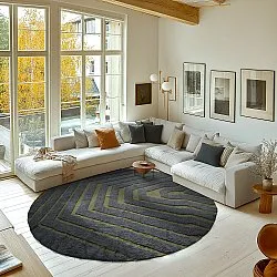 Rund Teppich - Callista Natural Cotton Shaggy (schwarz/grün)