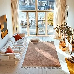 Tapis à poils longs - Celina Natural Cotton Shaggy (rose/beige)