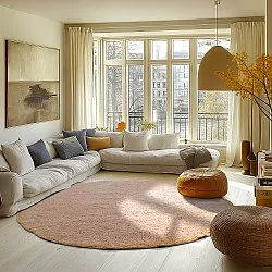 Tapis rond - Celina Natural Cotton Shaggy (rose/beige)