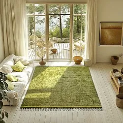 Tapis à poils longs - Celina Natural Cotton Shaggy (vert/jaune)