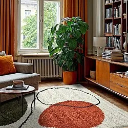 Tapis à poils longs - Sanghar (blanc/orange/vert)