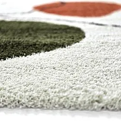 Tapis à poils longs - Sanghar (blanc/orange/vert)