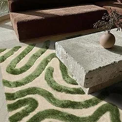 Hochflorteppiche - Akaba (creme/grün)