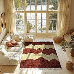 Hochflorteppiche - Amira Natural Cotton Shaggy (rot/beige)