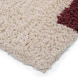 Hochflorteppiche - Begur Natural Cotton Shaggy (offwhite/burgunder)