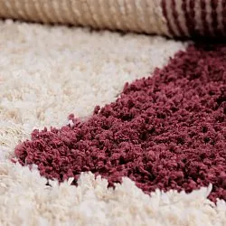 Hochflorteppiche - Begur Natural Cotton Shaggy (offwhite/burgunder)