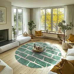 Rund Teppich - Cyrus Natural Cotton Shaggy (grün)