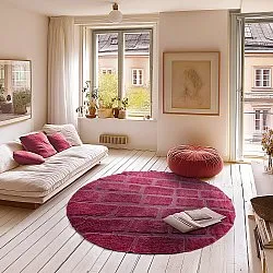 Tapis rond - Cyrus Natural Cotton Shaggy (rouge)