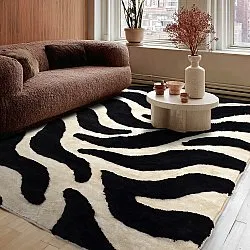 Tapis shaggy - Fergana (crème/noir)