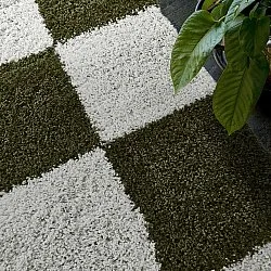 Tapis à poils longs - Gordes (vert/blanc)