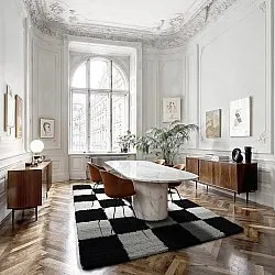 Hochflorteppiche - Gordes (schwarz/weiß)