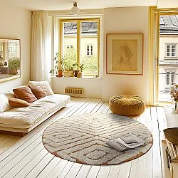 Tapis rond - Holwell Natural Cotton Shaggy (umazano bela/rjava)