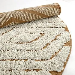Tapis rond - Holwell Natural Cotton Shaggy (umazano bela/rjava)