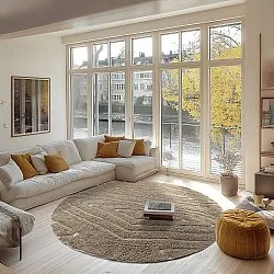 Runde Teppiche - Kindon Natural Cotton Shaggy (beige/weiß)