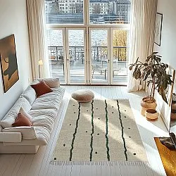 Hochflorteppiche - Leora Natural Cotton Shaggy (beige/grün)