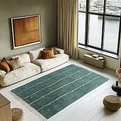 Hochflorteppiche - Leora Natural Cotton Shaggy (grün)