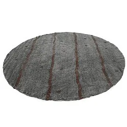 Tapis rond - Leora Natural Cotton Shaggy (noir/marron)