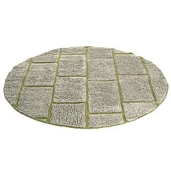 Runde Teppiche - Lindley Natural Cotton Shaggy (greige/grün)