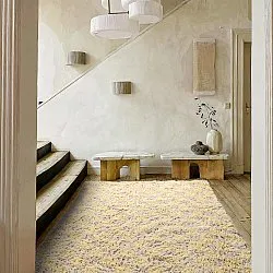 Tapis shaggy - Methoni Check Cotton Shaggy (crème/jaune clair)