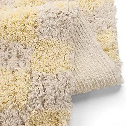 Tapis shaggy - Methoni Check Cotton Shaggy (crème/jaune clair)