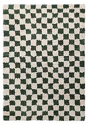 Tapis shaggy - Methoni Check Cotton Shaggy (crème/vert)