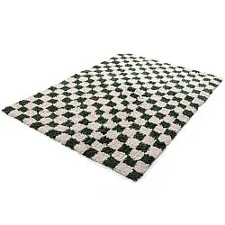 Tapis shaggy - Methoni Check Cotton Shaggy (crème/vert)