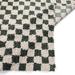 Tapis shaggy - Methoni Check Cotton Shaggy (crème/vert)