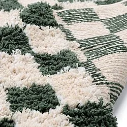 Tapis shaggy - Methoni Check Cotton Shaggy (crème/vert)