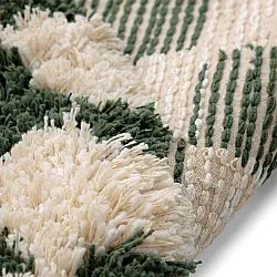 Rund Teppich - Methoni Check Cotton Shaggy (creme/grün)