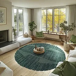 Rund Teppich - Rani Natural Cotton Shaggy (grün)